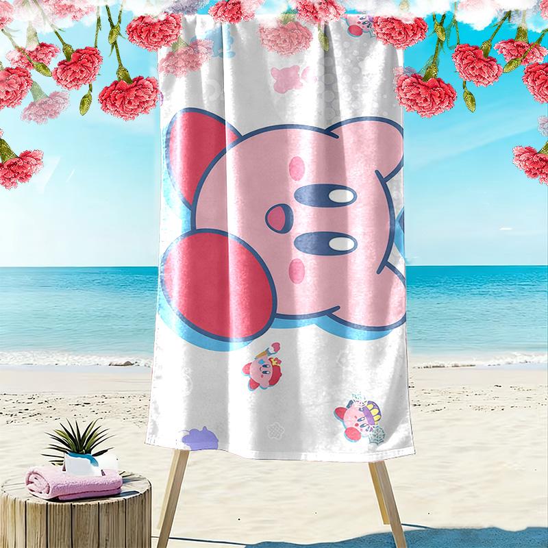 Kirby Print Beach Towel, Large Soft Quick Dry Towel for Beach Camping Swimming