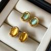 Korean Fashion Spring/Summer Sweet Design Oval Shape Stud Earrings for Women Simple Elegant Temperament Earrings Jewelry Gift