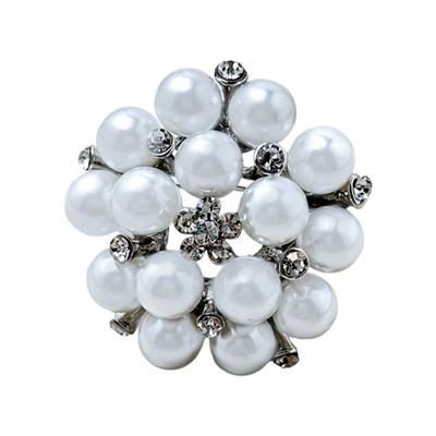 Shimmering Crystal Accent Pearls Corsage Pin Secure Fastening Brooch For Evening Gowns And Professional Attire