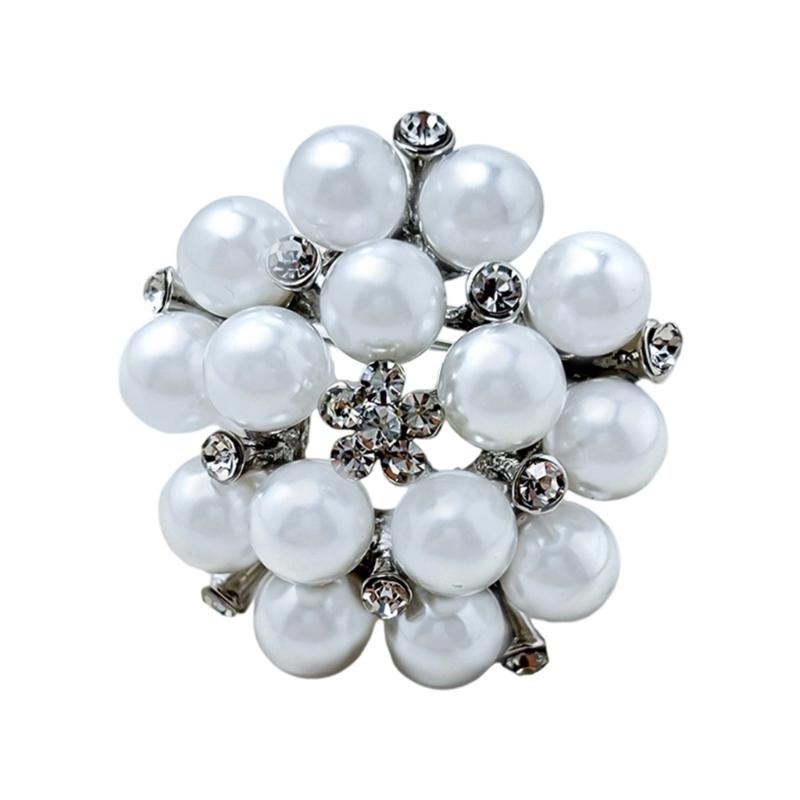 

Shimmering Crystal Accent Pearls Corsage Pin Secure Fastening Brooch For Evening Gowns And Professional Attire 1