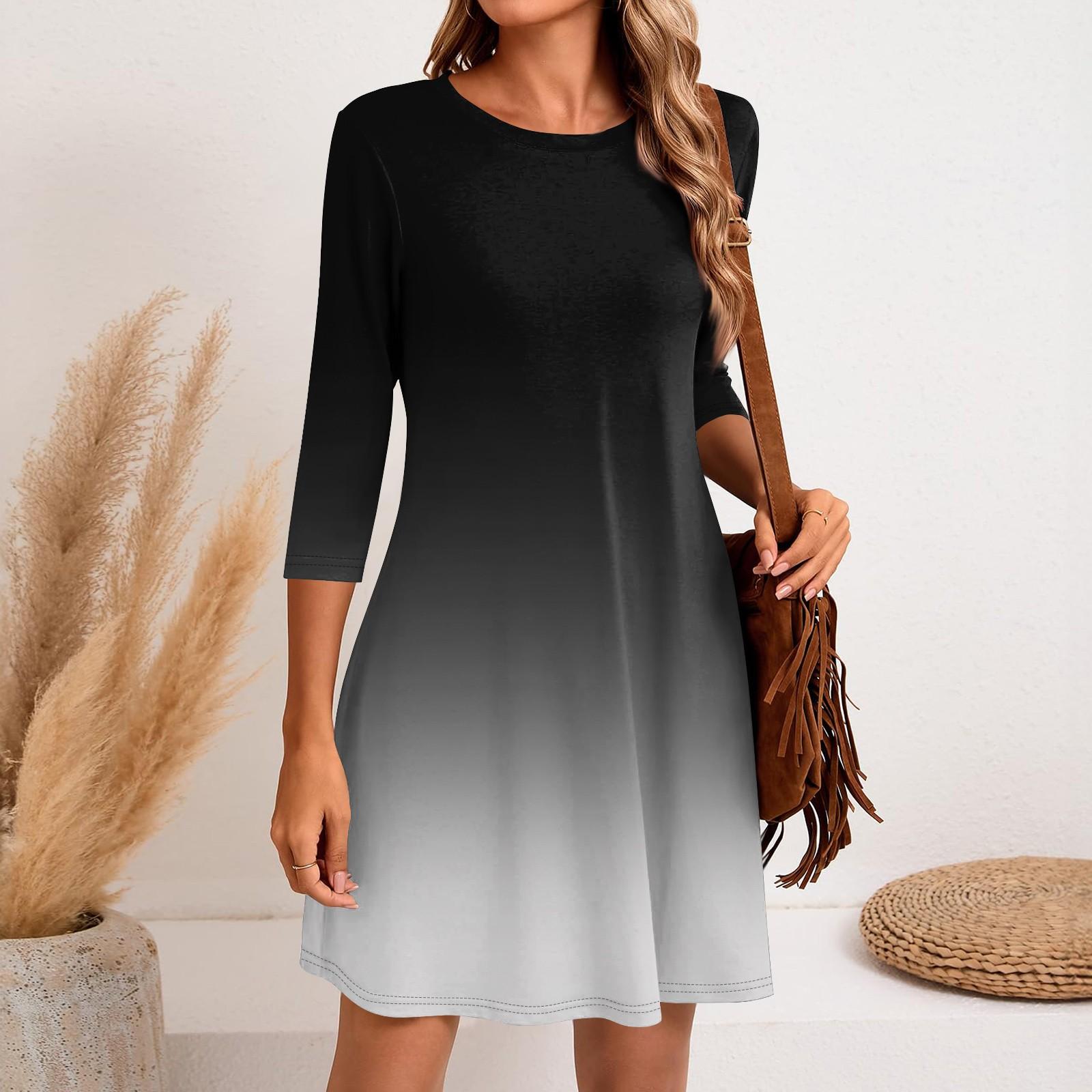 

Женское модное повседневное платье с круглым вырезом и рукавом три четверти L