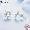 Bamoer Solid 925 Sterling Silver Chic Sun Stud Earrings Dainty Casual Earrings for Women Hypoallergenic Jewelry