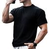 Manatsulife Short Sleeve Knit Crew Slim Solid Casual Summer Size D113 Men's T-Shirt, Neck, Fit, Color, Sweatshirt, (L, Black)