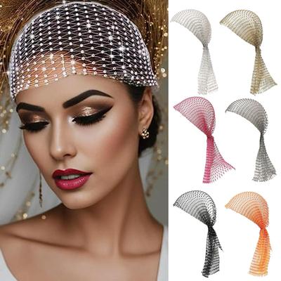 Strass Hut elastische Snood Schal Kappe Mesh aushöhlen Fischnetz Piratenhut Prom Ball Maskerade Cosplay Stirnband