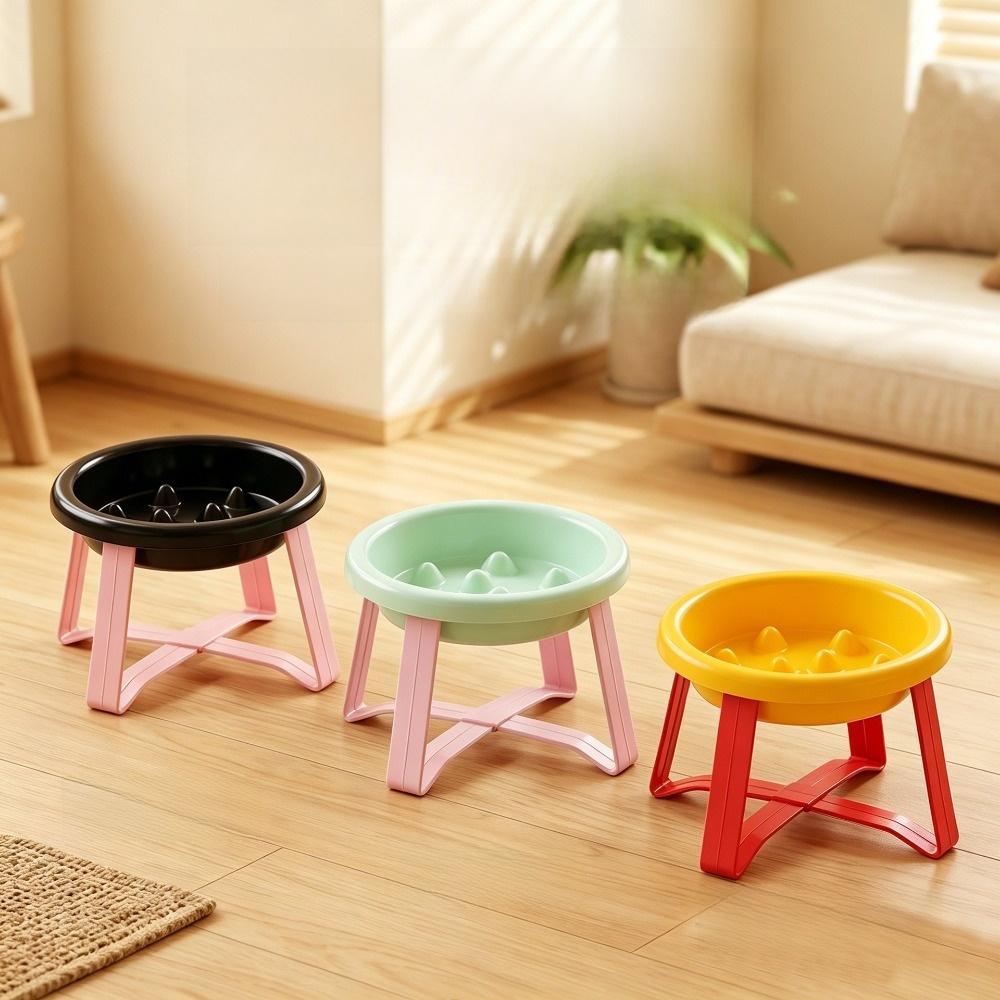 Bite-resistant Pet Food Bowl With Stand Anti-Overturning Bowl Slow-Feeding Bowl  Cat And Dog