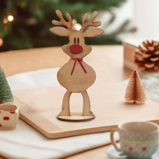 Christmas Freestanding Reindeer Holiday Wooden Standing Reindeer Tabletop Decoration for Xmas Dinner Table Decor
