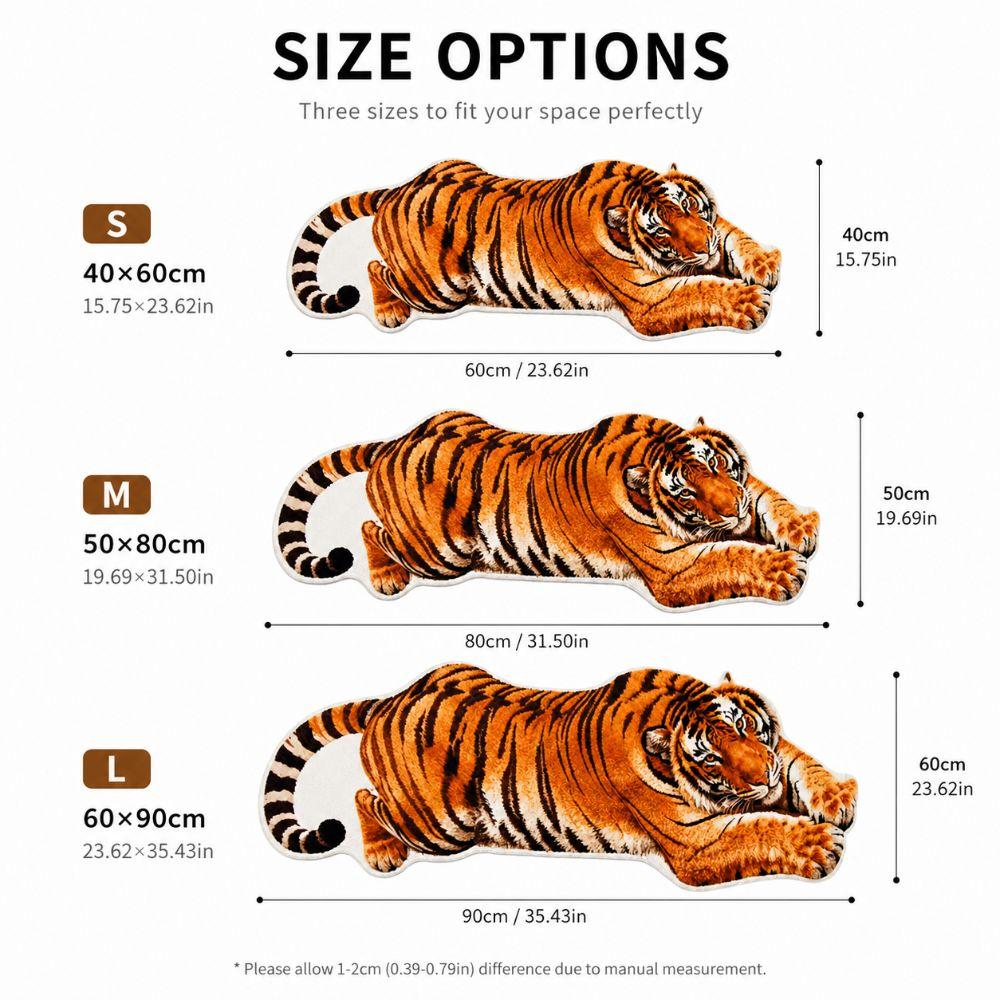 2D Flat Tiger Bedroom Carpet Non-slip Doormat Unique Bedside Rug  Home Decor