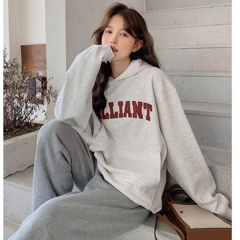 Retro Hooded Fleece Pullover Women's Spring-autumn New Style Loose and Lazy Petite Thick Top
