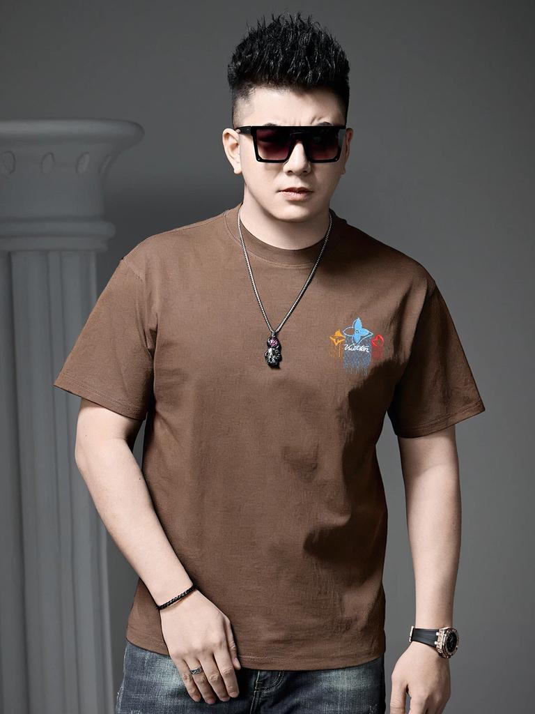 European Men's Trendy Brand Embroidered Loose Short-Sleeve T-Shirt 2026 New Summer Fashion Casual Tee Half-Sleeve Top