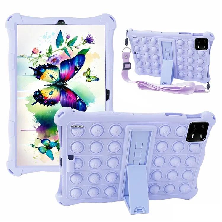 

For Xiaomi Pad 6 / Pad 6 Pro / Pad 5 / Pad 5 Pro Silicone Push Pop Bubble Toy Tablet Case Kickstand PC Cover with Lanyard