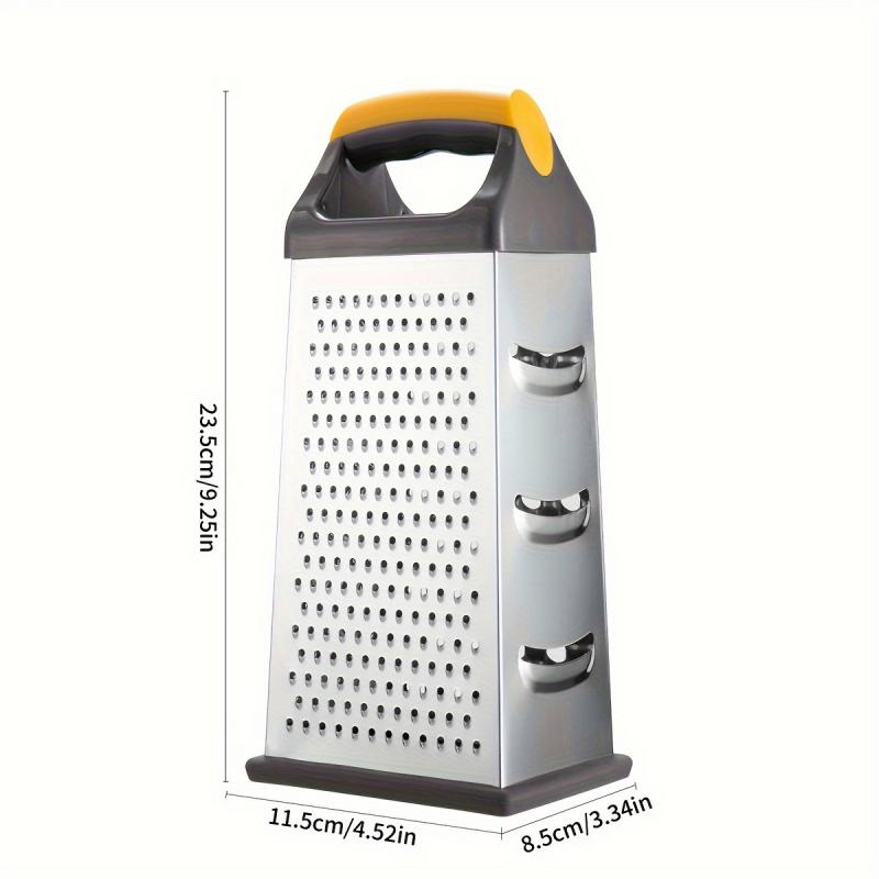 4-Sided Stainless Steel Vegetable Grater, 9-Inch Multi-Functional Stand-Up Kitchen Tool with PP Handle for Cheese, Fruits, Vegetables