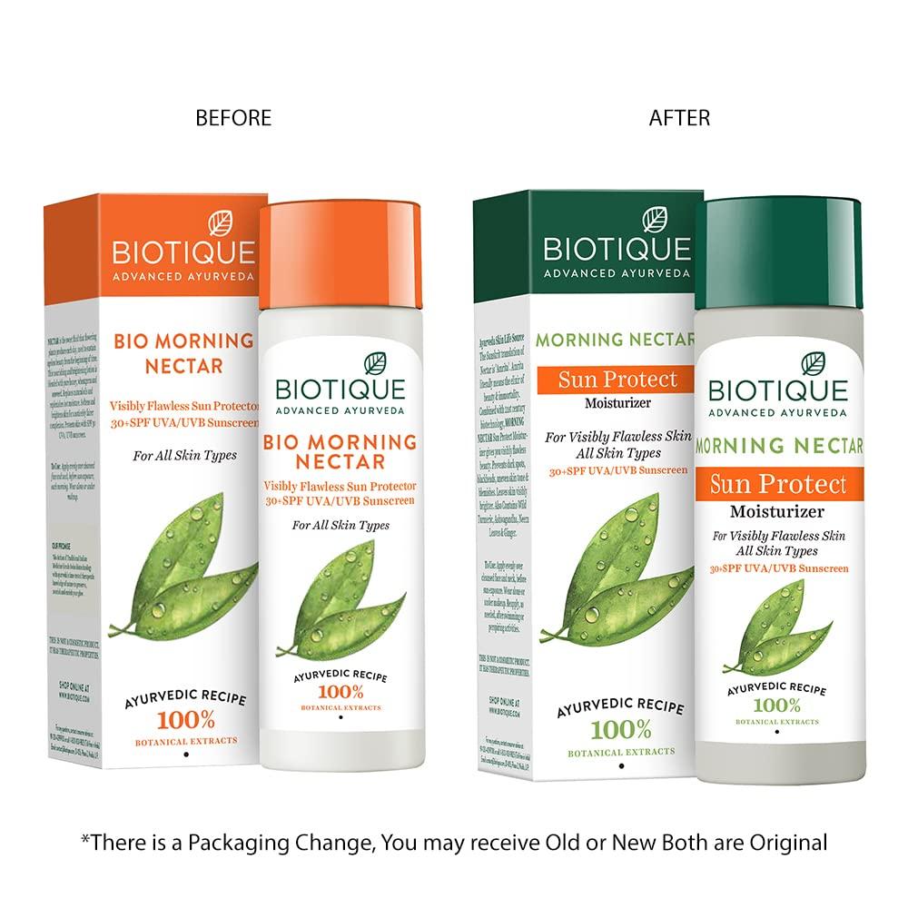 Biotique Morning Nectar SPF 30 Sunscreen Moisturizer – Wild Turmeric & Neem for Flawless Skin – 120 ml
