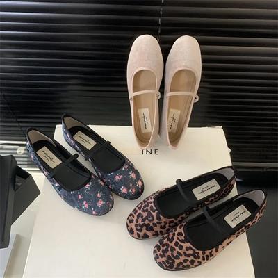 Mode Ballerinas für Damen Frühling Herbst 2025 Neu Runde Zehenpartie Leopardenmuster Floral Flacher Boden Vielseitiger Komfort Ballett Damenschuhe