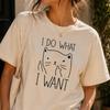 I Do What I Want Cat Shirt, Funny Cat Tee, Sassy Cat Lover Gift, Minimalist Cat Graphic T-Shirt, Introvert Cat Shirt