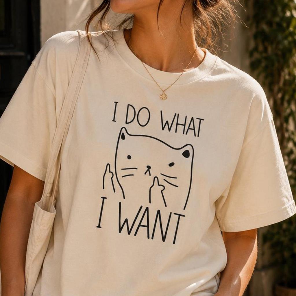 I Do What I Want Cat Shirt, Funny Cat Tee, Sassy Cat Lover Gift, Minimalist Cat Graphic T-Shirt, Introvert Cat Shirt