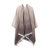 Womens Knitted Faux Cashmere Shawl Wrap With Contrast Stripe Trim Unisex Lightweight Warm Scarf Fall Winter