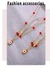 Qiong Yao Double Layer Garnet Jewelry Set: Necklace, Bracelet, Asymmetrical Earrings