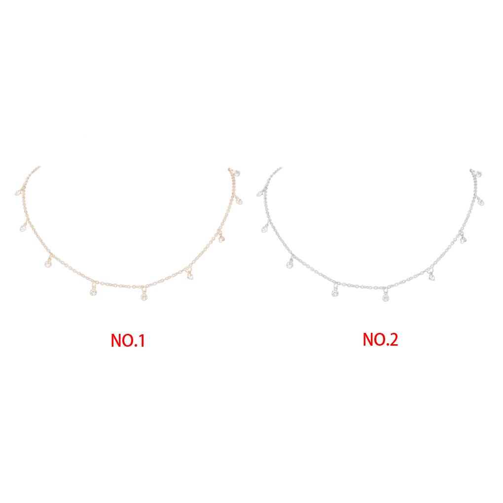 Lovely Korean Simple Alloy Necklace Choker Rhinestone Pendant Adjustable Chain Wedding Jewelry For Women Girls