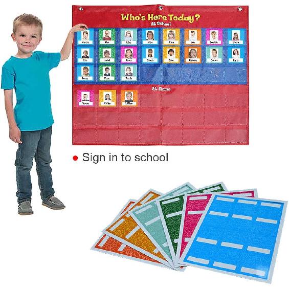 Attendance Pocket Chart with 72 Cards,Pocket Chart for Classroom…