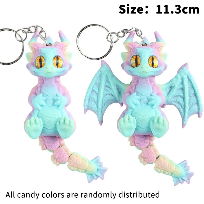 

3D-надрукований милий брелок-дракон зі зменшеними рухомими крилами та хвостом, креативний рухомий симуляційний кулон у вигляді тварини з кількома суглобами, дитячий подарунок