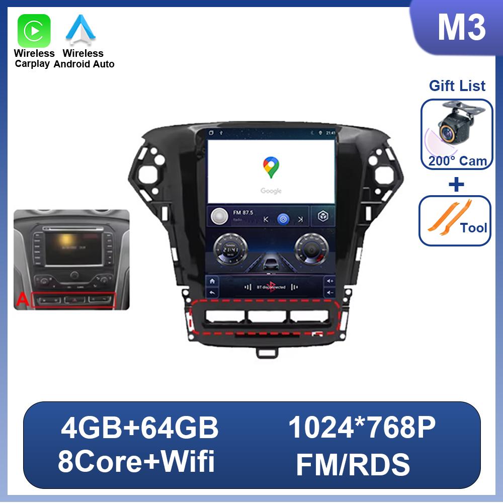 9.7 Inch Android 14 For Ford Mondeo MK4 2011-2013 For Tesla Style Car Radio Video Player No 2 Din Bluetooth 8 Core GPS Carplay