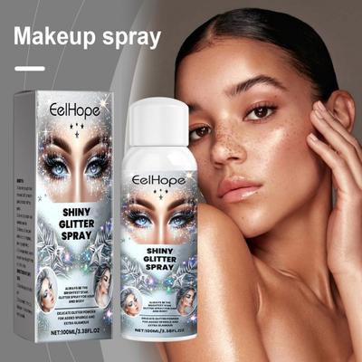 100ML Glitter Spray Shimmering Face Hair Clothes Body Spray Long-Lasting Quick Drying Stage Performance Makeup Spray Carnival Festival Party Supplies