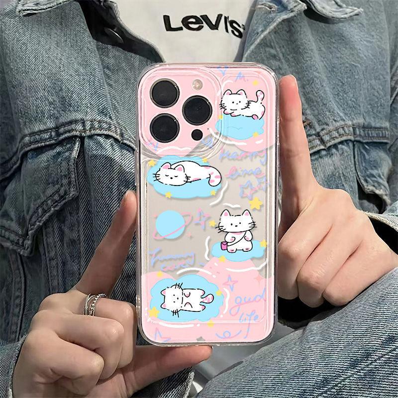 Pink Cat Applies To iPhone17promax Apple 16 Mobile Phone Case 14/13 Girl Heart 15 Soft Case Xs