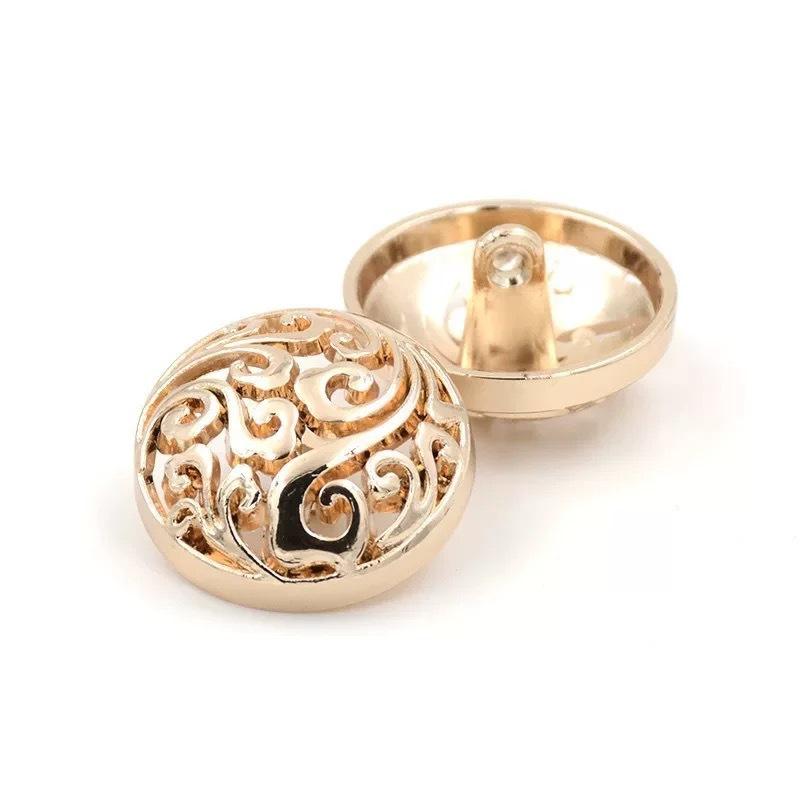 10pcs Beautiful Hollow Flower Shank Buttons High Quality Full Metal Round Buttons Woman Clothes Accessories