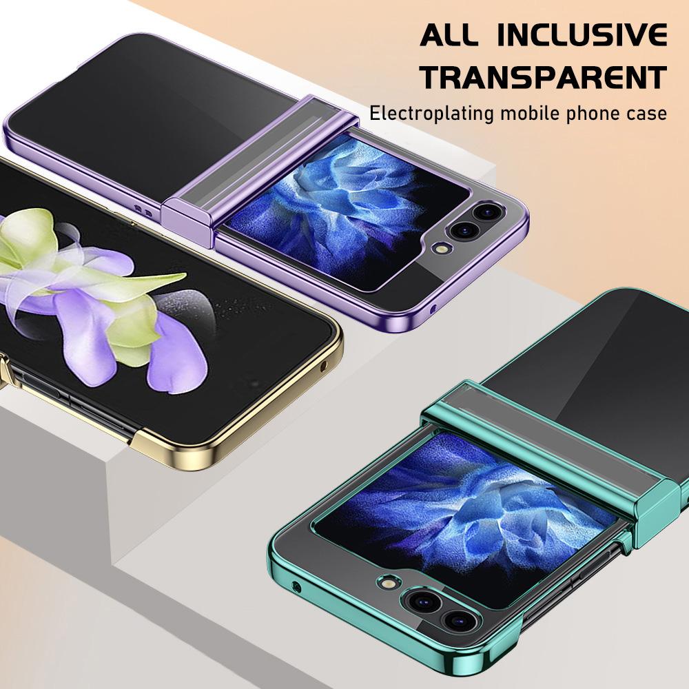 6D Plating Phone Case for Samsung Z Flip 1 2 3 4 5 6 Z Fold 2 3 4 5 6 Motorola Razr 40 50 Oppo Find N N2 N3 N5 N2 Flip Thickened Border Transparency