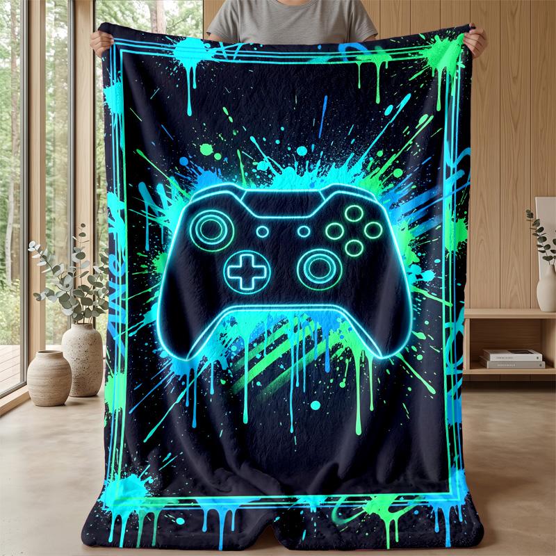 Neon Game Controller Art Theme blanket Lightweight Warm Flannel Blanket Decorative Throw Blanket for Home Decoration