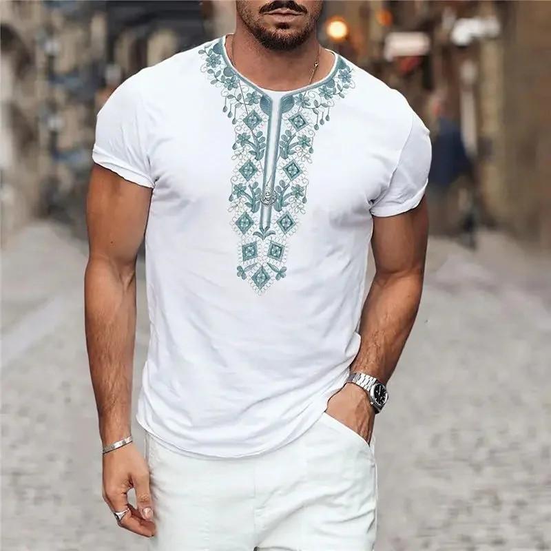 Vintage Ethnic T-Shirt 3D Print Clothing O-Neck Men Tops Oversized Short Sleeve Tee Summer Loose Male Streetwear Mens Clothes