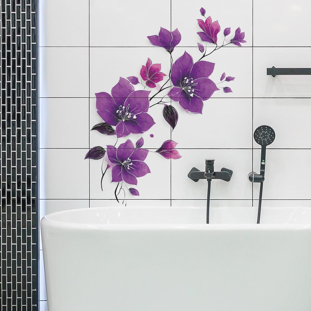 Kreative Retro Lila Ranke Badezimmer Dekoration und Verschönerungsaufkleber