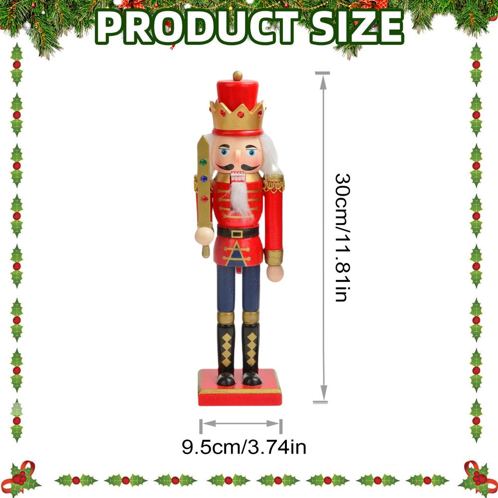 Weihnachtsnussknacker-Figur, handbemaltes Nussknacker-Ornament aus Walnussholz, geeignet für Wintertische, Tischplatten und Kamine