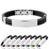 Bracelet Button Cuff Bracelet Stainless Steel Rubber Wristband Men's Women's New