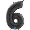 Foil Balloon Number 6 Black, 66 Cm Grabo