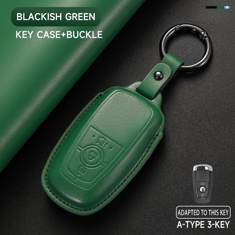 Leather Car Key Cover Case Protection Shell Keychain For Ford Fiesta Focus Fusion Mustang F-150 Mondeo Ecosport Kuga Edge Escape
