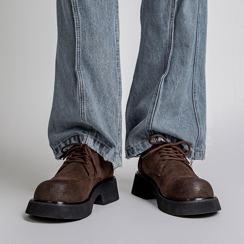 Thick Soled Men's Shoes Trendy Minimalist Style Youth Outdoor Leisure Party Daily Office High Quality Height Increasing Shoes