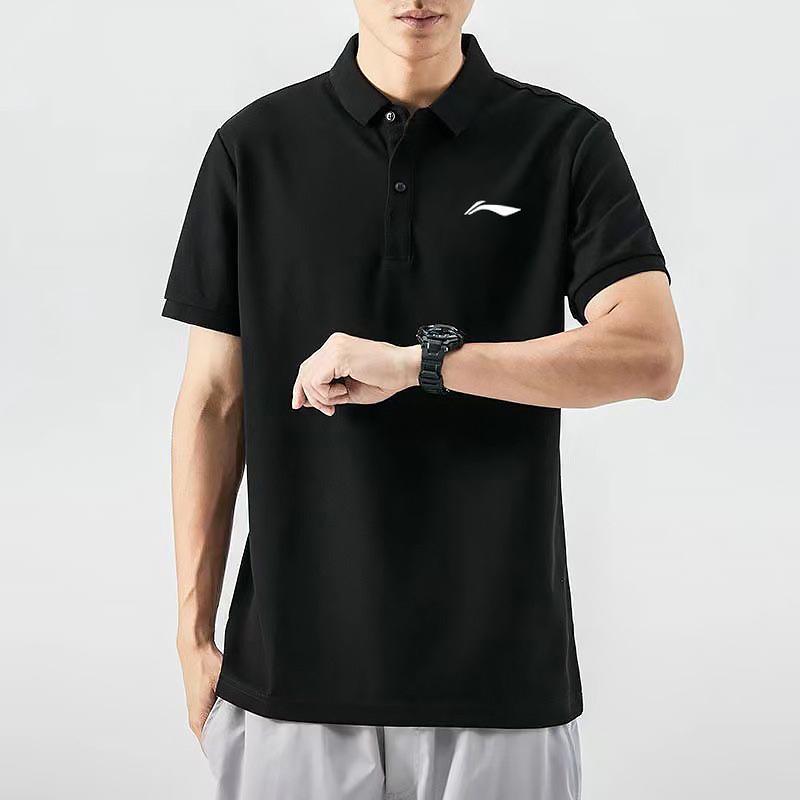 Li-Ning Embroidered Logo Quick-Dry Casual Sports Polo Shirt Men Tops Black APLT139-1