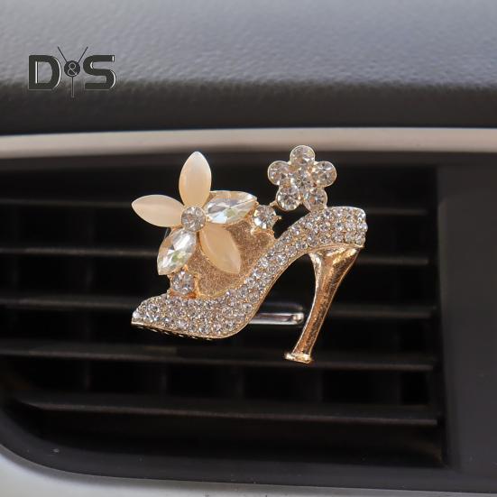 2 Stück Auto-Aromatherapie-Entlüftungsclip, luxuriöser Strass-High-Heel-Handtaschen-Lufterfrischer, Luftauslass-Dekorationsklemme, Auto-Innenzubehör