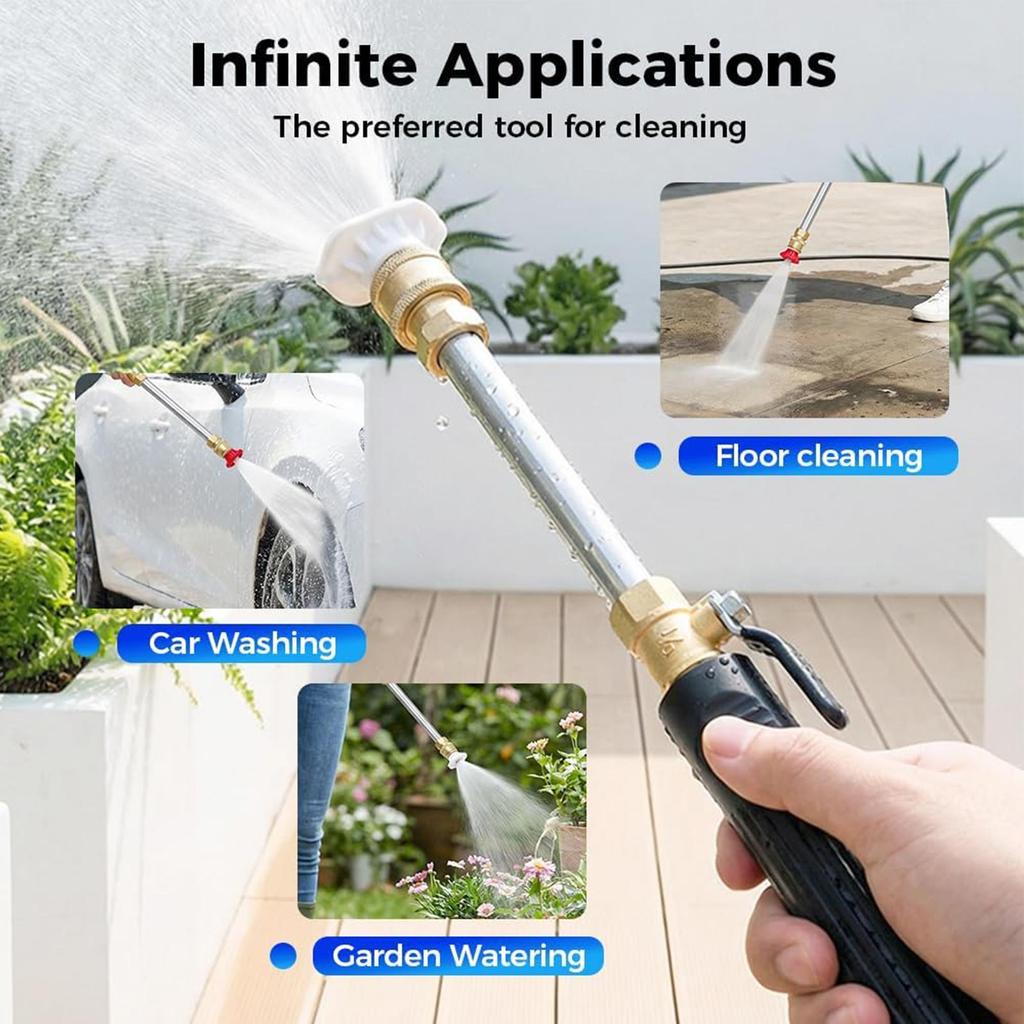 Stainless Steel Jet Nozzle Power Washer Wand For Truck Car Power Clean Garden Irrigation Nozzle Wand 3 Nozzles and Long Rod