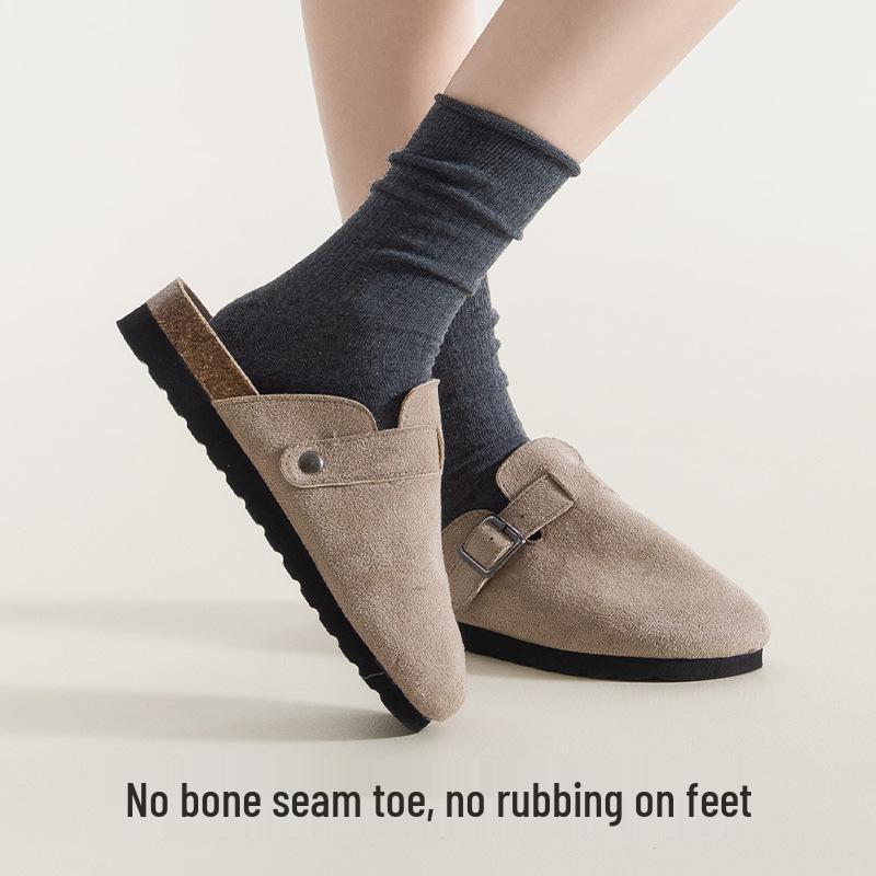 Women's Khaki Chunky Ribbed Slouch Socks - Cotton, Mid-Calf, Antibacterial, Anti-Pilling, Stretchy, and Bone-Free.