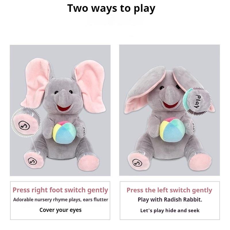 Children peek-a-boo elephant infant toy practice head-up training soothing doll artifact plush fan ears baby elephant
