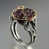 Chenrui Garnet Vine Black Gold Ring - European & American Fashion Jewelry
