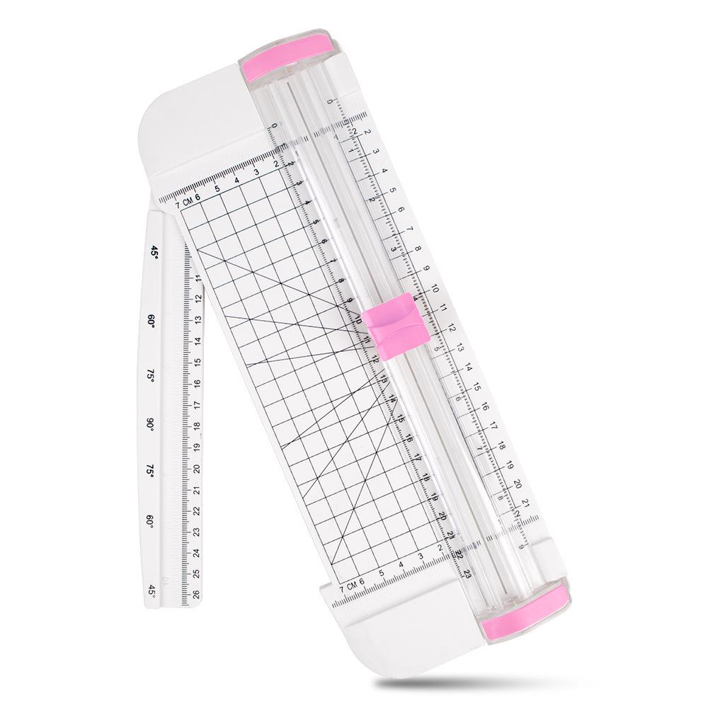 

A5 Portable Sliding Paper Cutter with Plastic Base рожевий