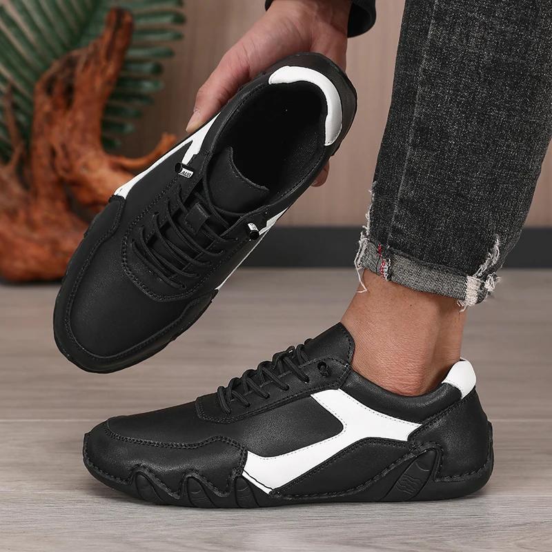 Handmade Leather Casual Men Shoes Breathable Comfortable Soft Sole Luxury Fashion Men's sneakers Tennis Outdoor Driving loafer