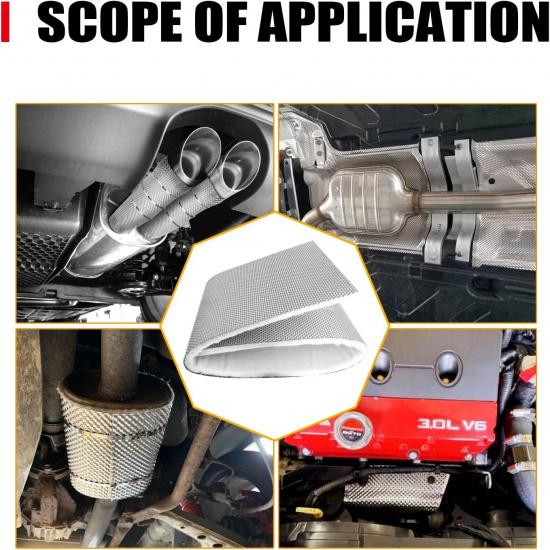 Exhaust Wrap Heat Shield Automotive Aluminum Material Muffler Wrap Ulation Armor, 12" X 24"