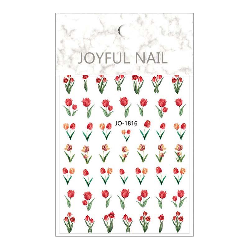 Tulip Pink 3D Floral Nail Art Stickers - Spring Self-Adhesive DIY Decorations