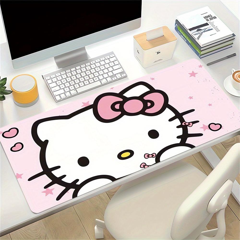 1pc Hello Kitty Pink Cute Cartoon Non-Slip Mouse Pad - Durable Gaming & Office Desk Mat - Pink Checkered Design with Heart Accents0519007