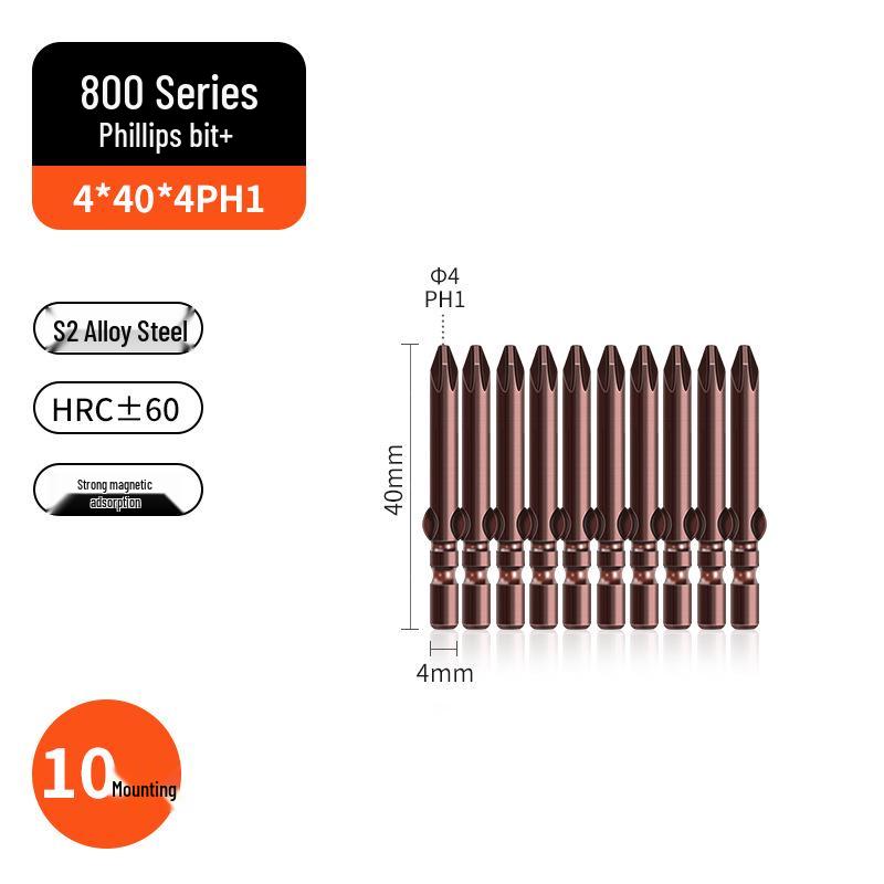 800-Character Electric Screwdriver Set, 4mm Diameter, Round Shank & Handle, Fine Head Bits PH0 PH1