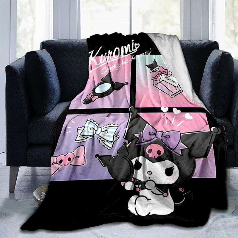 1pc Kuromi's Charming Adventures Blanket, Soft Throw Blanket for Couch Bed Sofa, Living Room, Travel, Camping, Car Blankets, Beach, Office Naps, Warm